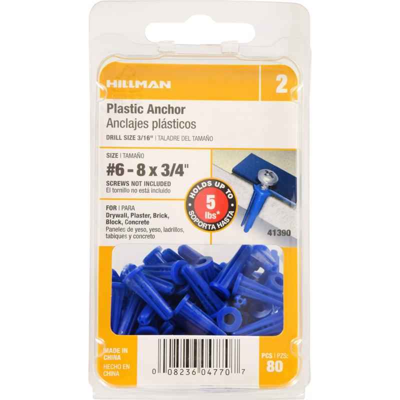 Hillman .138 in. Dia. x 3/4 in. L Plastic Flat Head Conical Anchor 80 pk (Pack of 5) - Image 4