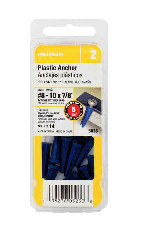 Hillman .164 in. Dia. x 7/8 in. L Plastic Pan Head Conical Anchor 14 pk (Pack of 10) - Image 3