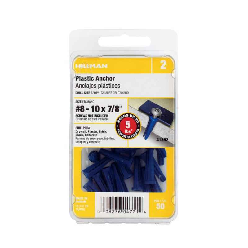 Hillman .164 in. Dia. x 7/8 in. L Plastic Flat Head Conical Anchor 50 pk (Pack of 5) - Image 4