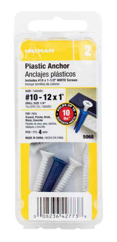 Hillman .190 in. Dia. x 1 in. L Plastic Flat Head Conical Anchor 4 pk (Pack of 10) - Image 2