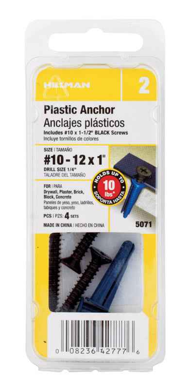 Hillman .190 in. Dia. x 1 in. L Plastic Flat Head Conical Anchor 4 pk (Pack of 10) - Image 2