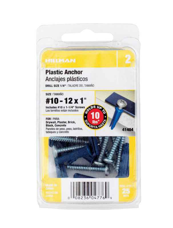 Hillman .19 in. Dia. x 1 in. L Plastic Pan Head Conical Anchor 25 pk (Pack of 5) - Image 4
