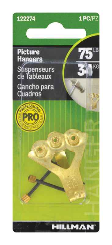 Hillman AnchorWire Brass-Plated Classic Picture Hanger 75 lb. 1 pk (Pack of 10) - Image 3