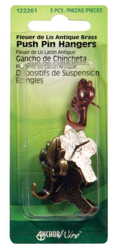 Hillman AnchorWire Gilt Gold Push Pin Picture Hook 20 lb. 3 pk (Pack of 10) - Image 3