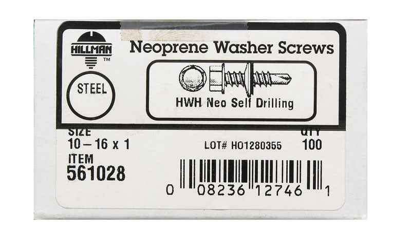 HILLMAN No. 10 Ga. X 1 in. L Hex Hex Washer Head Self-Drilling Screws 100 pk - Image 2