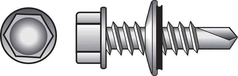 HILLMAN 1/4 in. Ga. X 2 in. L Hex Hex Washer Head Self-Drilling Screws 100 pk