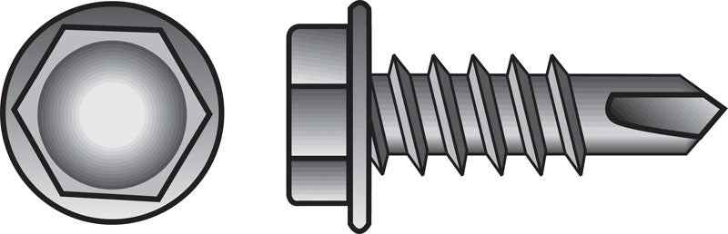 Hillman No. 8 X 1-1/2 in. L Phillips Hex Washer Head Sheet Metal Screws 100 pk - Image 2