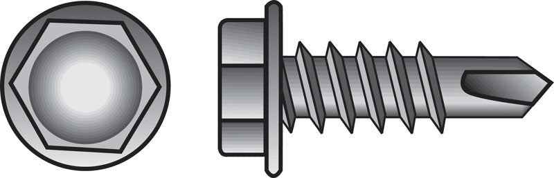 Hillman No. 8-18 X 1/2 in. L Hex Hex Washer Head Self- Drilling Screws 100 pk - Image 2