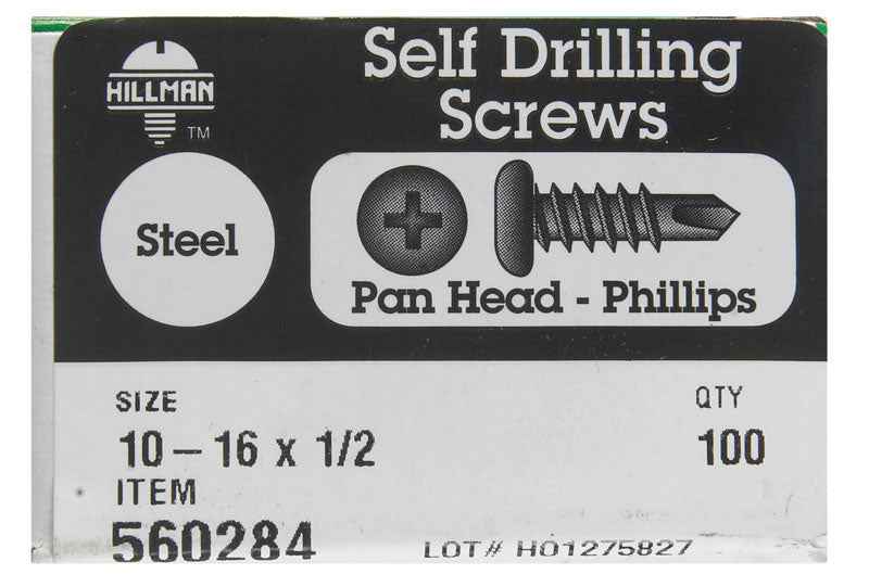 Hillman No. 10-16 X 1/2 in. L Phillips Pan Head Self- Drilling Screws 100 pk - Image 2