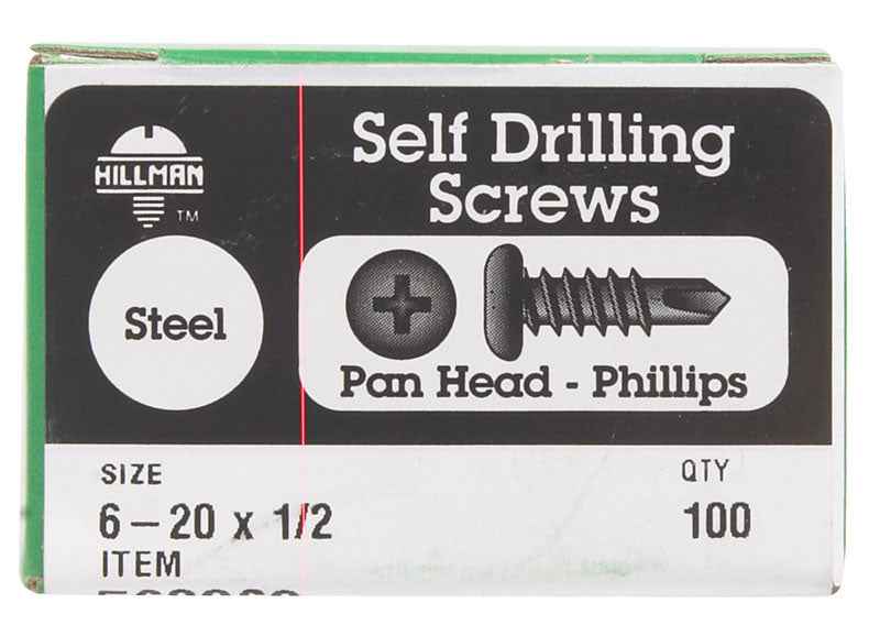 Hillman No. 6-20 X 1/2 in. L Phillips Pan Head Self- Drilling Screws 100 pk - Image 2