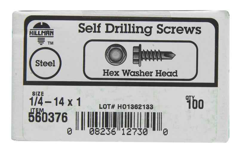 Hillman 1/4-14 Sizes X 1 in. L Hex Hex Washer Head Sheet Metal Screws 100 pk - Image 2