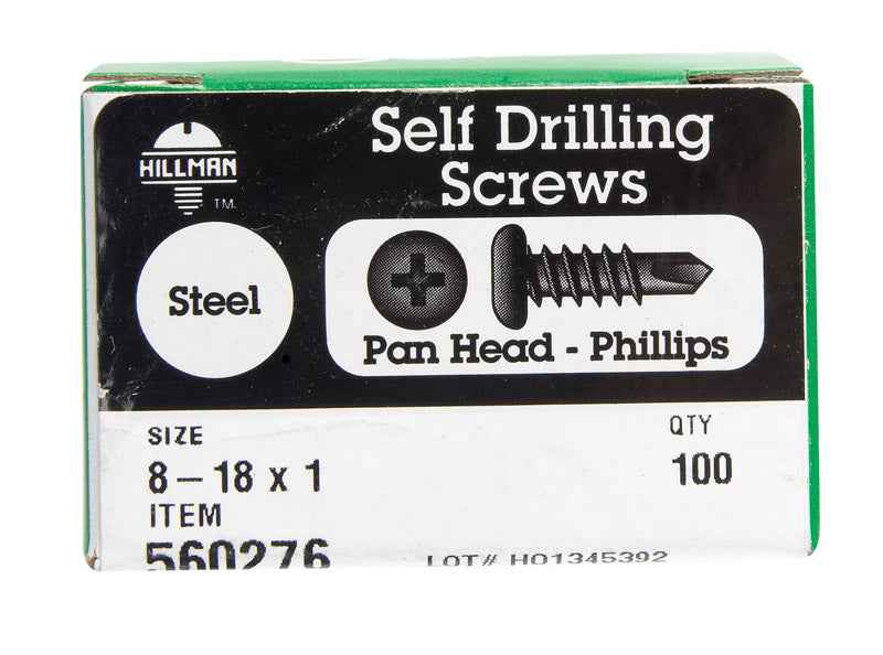 Hillman No. 8-18 X 1 in. L Phillips Pan Head Self- Drilling Screws 100 pk - Image 2