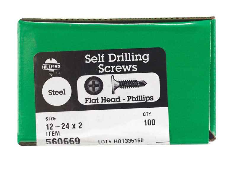 HILLMAN No. 12 Ga. X 2 in. L Phillips Flat Head Sheet Metal Screws 1 pk - Image 2