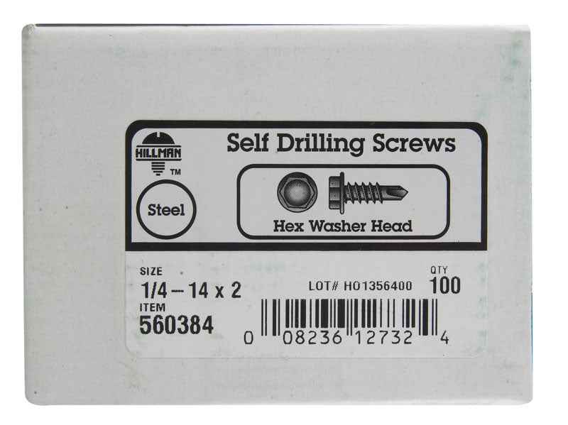 Hillman 1/4-14 Sizes X 2 in. L Hex Hex Washer Head Sheet Metal Screws 100 pk - Image 2