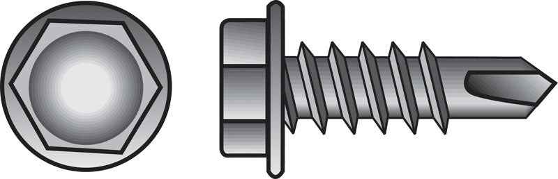 Hillman No. 10 X 2 in. L Hex Hex Washer Head Sheet Metal Screws 100 pk - Image 2