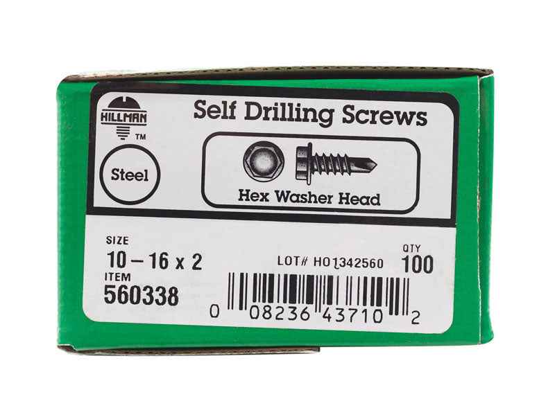 Hillman No. 10 X 2 in. L Hex Hex Washer Head Sheet Metal Screws 100 pk - Image 3