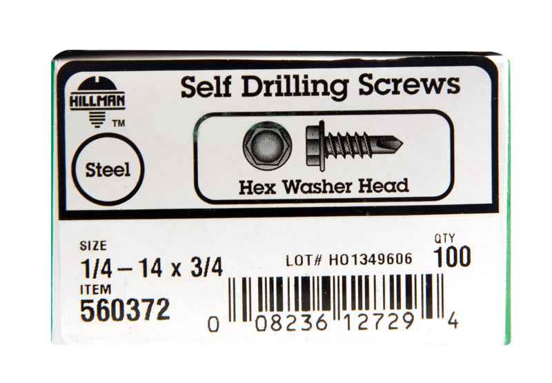 Hillman 1/4-14 Sizes X 3/4 in. L Hex Hex Washer Head Sheet Metal Screws 100 pk - Image 2