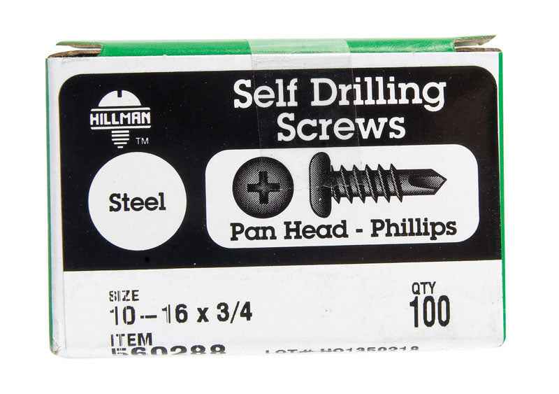 Hillman No. 10-16 X 3/4 in. L Phillips Pan Head Self- Drilling Screws 100 pk - Image 2