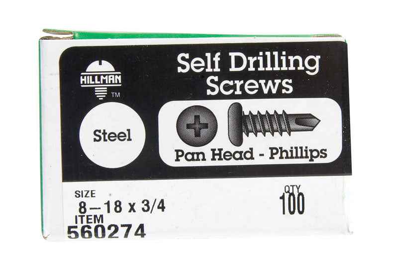 Hillman No. 8-18 X 3/4 in. L Phillips Pan Head Self- Drilling Screws 100 pk - Image 2