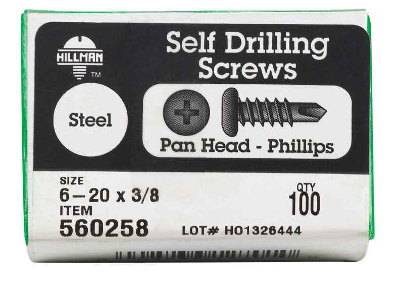 Hillman No. 6-20 X 3/8 in. L Phillips Pan Head Sheet Metal Screws 100 pk - Image 4