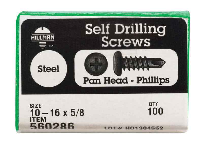 HILLMAN No. 10-16 X 5/8 in. L Phillips Pan Head Sheet Metal Screws 100 pk - Image 2