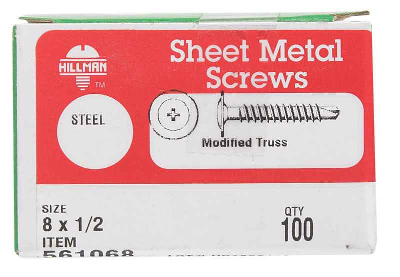 HILLMAN No. 8 Ga. X 1/2 in. L Phillips Truss Head Self-Drilling Screws 100 pk