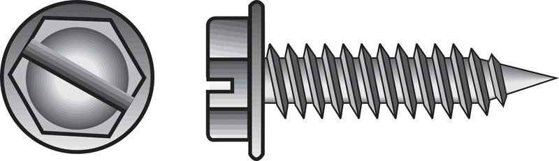 HILLMAN No. 10 Ga. X 3/4 in. L Slotted Hex Washer Head Sheet Metal Screws 1 pk