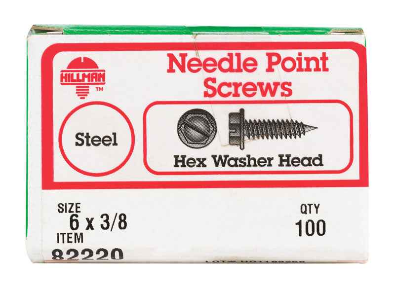 HILLMAN No. 6 Ga. X 3/8 in. L Slotted Hex Washer Head Self-Piercing Screws 1 pk - Image 2