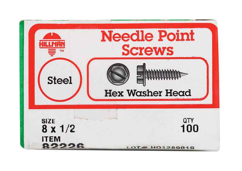 HILLMAN No. 8 Ga. X 1/2 in. L Slotted Hex Washer Head Sheet Metal Screws 1 pk - Image 2
