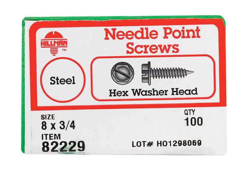 HILLMAN No. 8 Ga. X 3/4 in. L Slotted Hex Washer Head Sheet Metal Screws 1 pk - Image 2