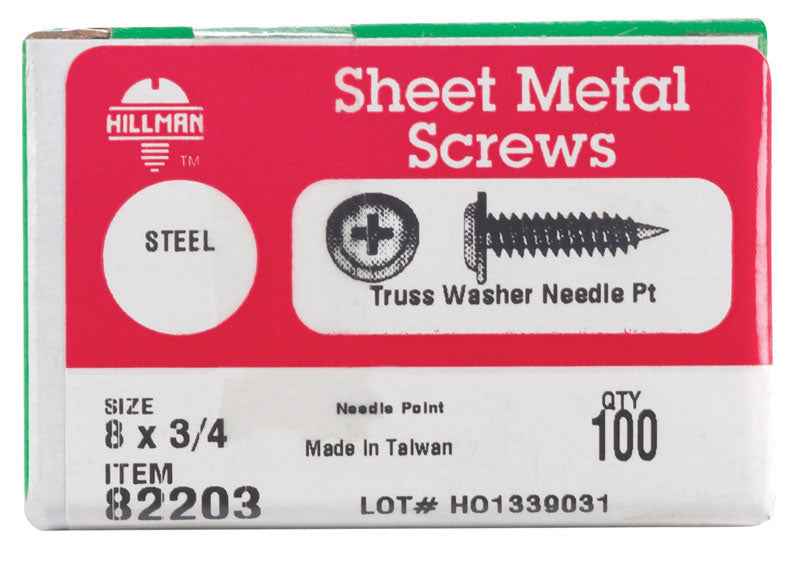 HILLMAN No. 8 Ga. X 3/4 in. L Phillips Truss Head Sheet Metal Screws 100 pk - Image 2
