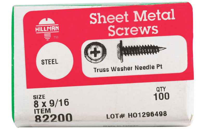 HILLMAN No. 8 Ga. X 9/16 in. L Phillips Truss Head Sheet Metal Screws 100 pk - Image 2