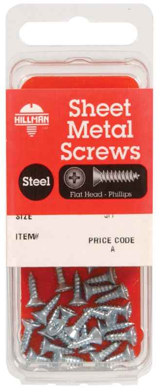Hillman No. 12 x 1-1/2 in. L Phillips Flat Head Zinc-Plated Steel Sheet Metal Screws 8 pk (Pack of 10)
