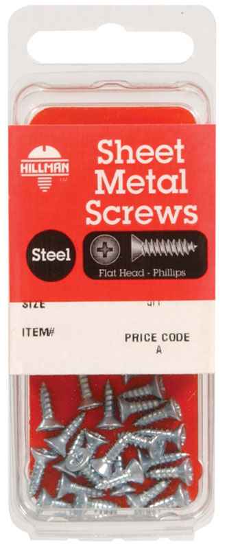 Hillman No. 6 x 1-1/2 in. L Phillips Flat Head Zinc-Plated Steel Sheet Metal Screws 15 pk (Pack of 10)