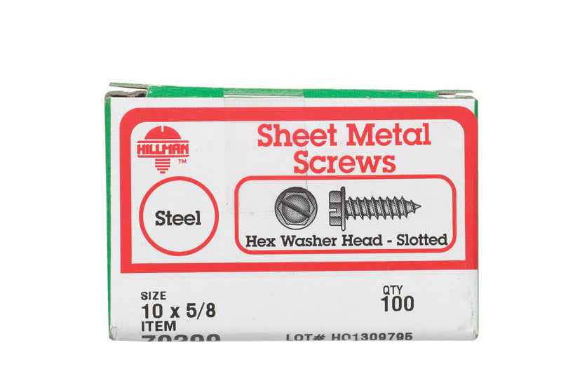 HILLMAN No. 10 X 5/8 in. L Slotted Hex Washer Head Sheet Metal Screws 100 pk - Image 2