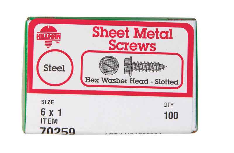 HILLMAN No. 6 Ga. X 1 in. L Slotted Hex Washer Head Sheet Metal Screws 100 pk - Image 4