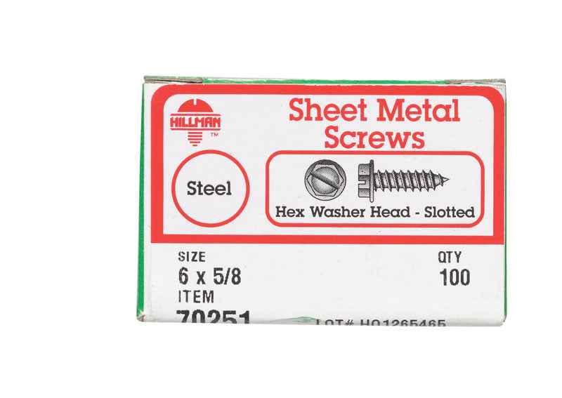 HILLMAN No. 6 Ga. X 5/8 in. L Slotted Hex Washer Head Sheet Metal Screws 100 pk - Image 2