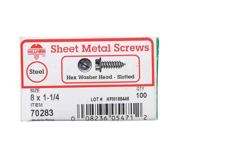 Hillman No. 8 X 1-1/4 in. L Slotted Hex Head Sheet Metal Screws 100 pk - Image 6