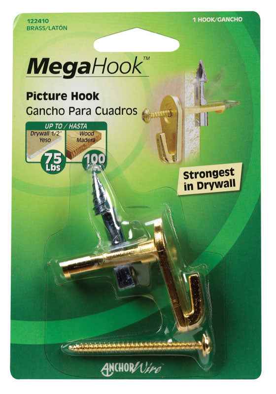 Hillman Brass Extra Heavy Duty Megahook Kit Specialty Picture Hanger 75 lbs. (Pack of 5) - Image 3