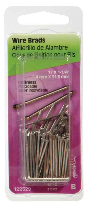 Hillman 17 Ga. x 1-1/4 in. L Stainless Steel Brad Nails 1 pk 2 oz. (Pack of 6) - Image 2