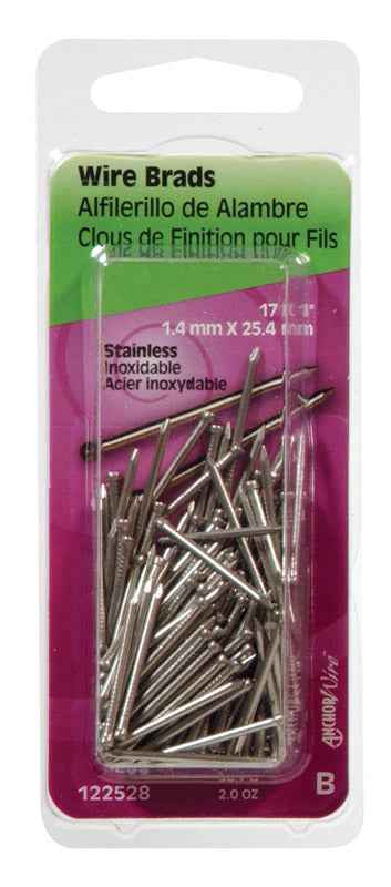 Hillman 17 Ga. x 1 in. L Stainless Steel Brad Nails 1 pk 2 oz. (Pack of 6) - Image 2