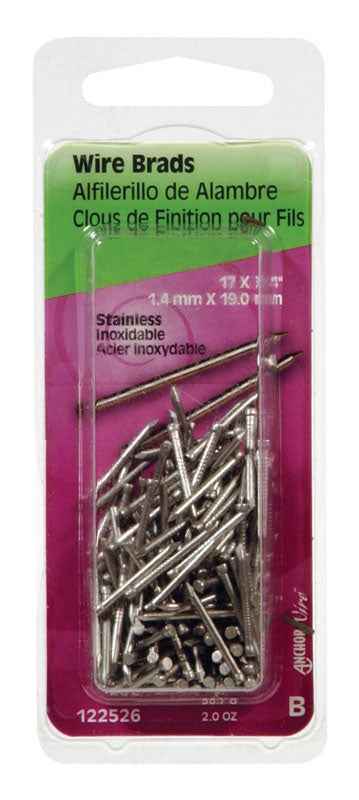 Hillman 17 Ga. x 3/4 in. L Stainless Steel Brad Nails 1 pk 2 oz. (Pack of 6) - Image 2