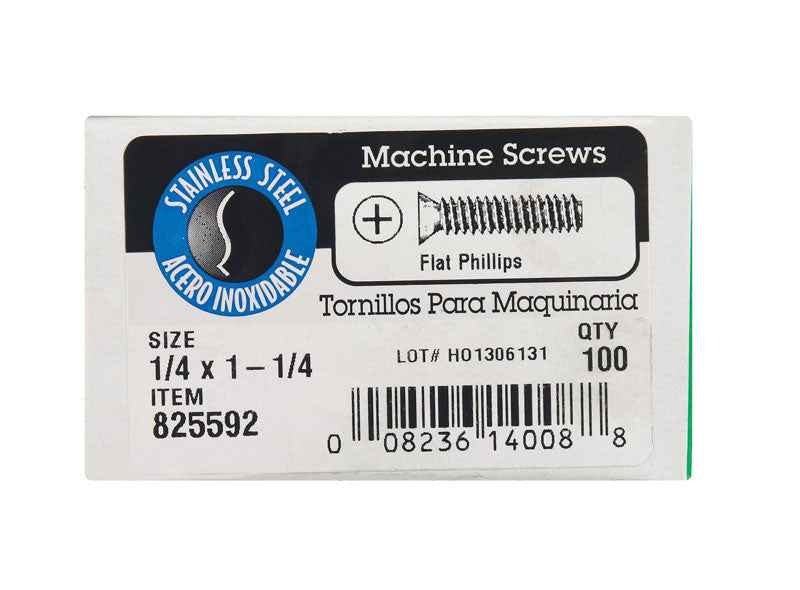 HILLMAN No. 1/4-20 Ga. X 1-1/4 in. L Phillips Flat Head Stainless Steel Machine Screws 1 pk - Image 2