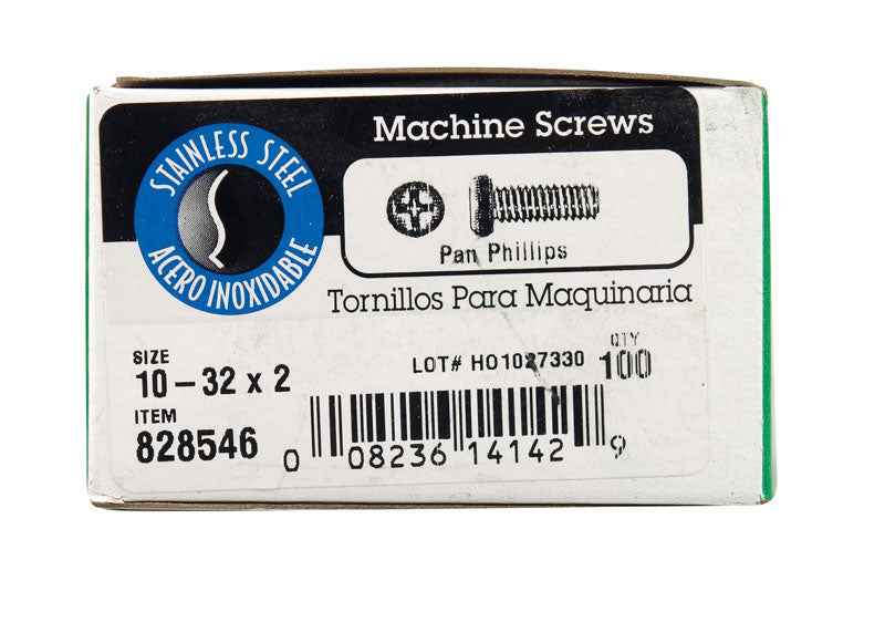HILLMAN No. 10-32 Ga. X 2 in. L Phillips Pan Head Stainless Steel Machine Screws 1 pk - Image 2