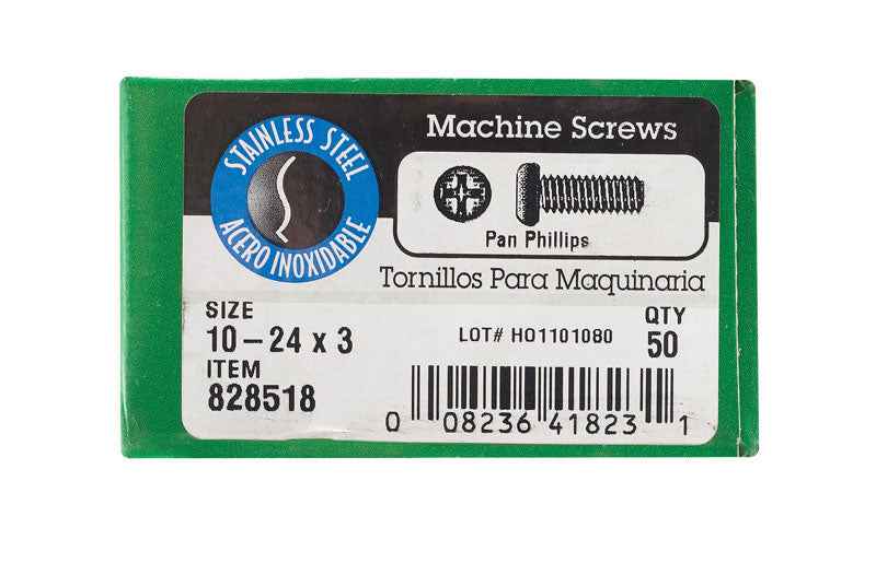 Hillman No. 10-24 X 3 in. L Phillips Pan Head Stainless Steel Machine Screws 50 pk - Image 2