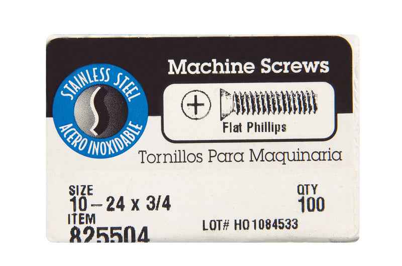 HILLMAN No. 10-24 X 3/4 in. L Phillips Flat Head Stainless Steel Machine Screws 100 pk - Image 2