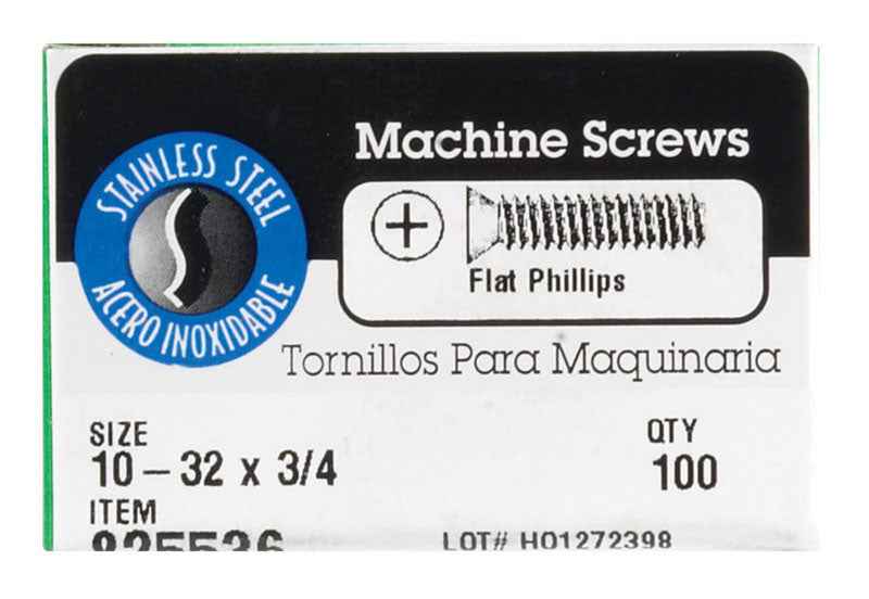 HILLMAN No. 10-32 in. X 3/4 in. L Phillips Flat Head Stainless Steel Machine Screws 100 pk - Image 2