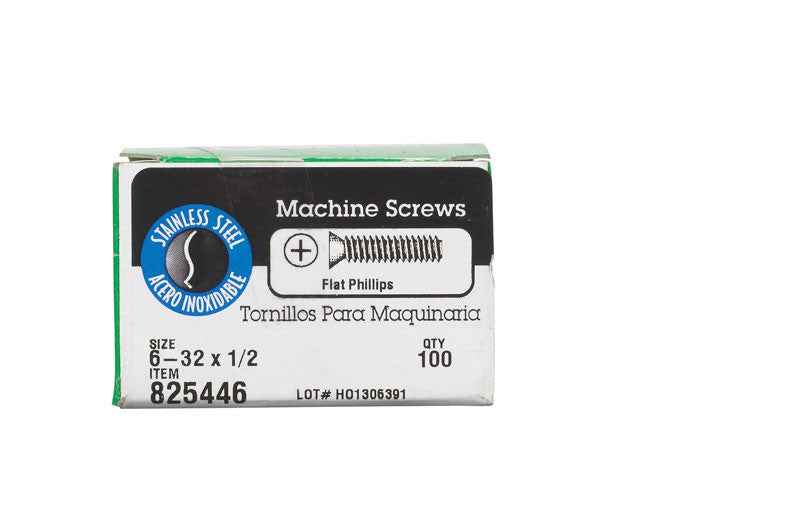 HILLMAN No. 6-32 Ga. X 1/2 in. L Phillips Flat Head Stainless Steel Machine Screws 100 pk - Image 4