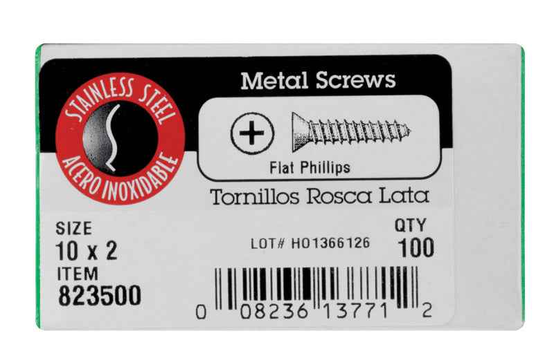 Hillman No. 10 X 2 in. L Phillips Flat Head Sheet Metal Screws 100 pk - Image 2