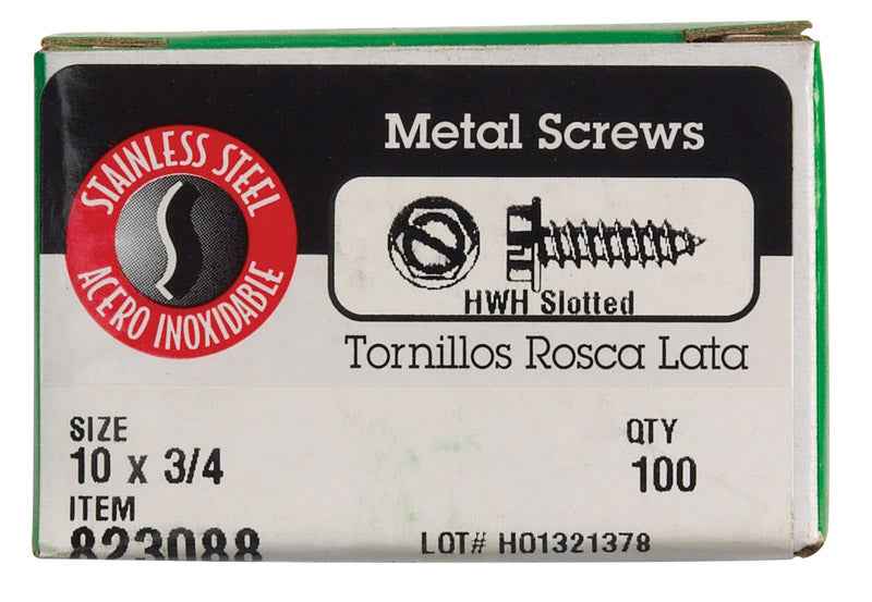 HILLMAN No. 10 Ga. X 3/4 in. L Slotted Hex Washer Head Sheet Metal Screws 100 pk - Image 2